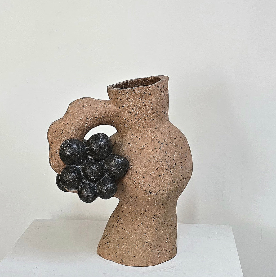 Juyeon Kim- 'Black Blossum Vessel with Handle'